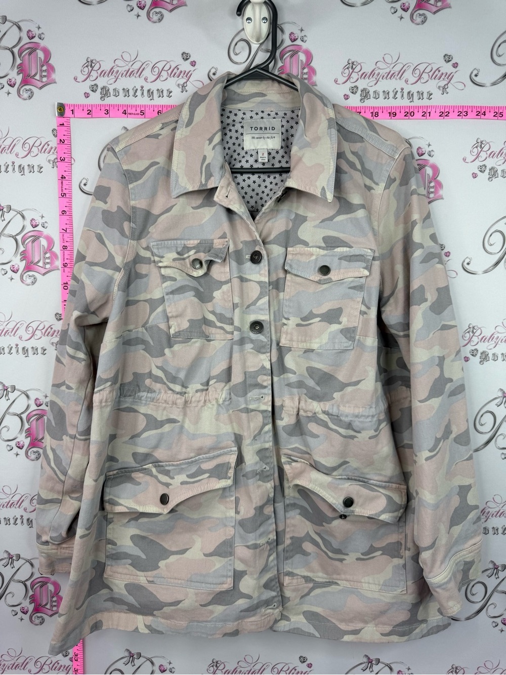torrid camo jacket coat Pink & Gray Camo Utility Jacket
